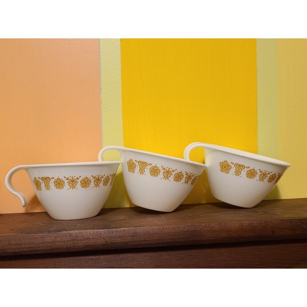 Butterfly Gold Corelle cups and saucers